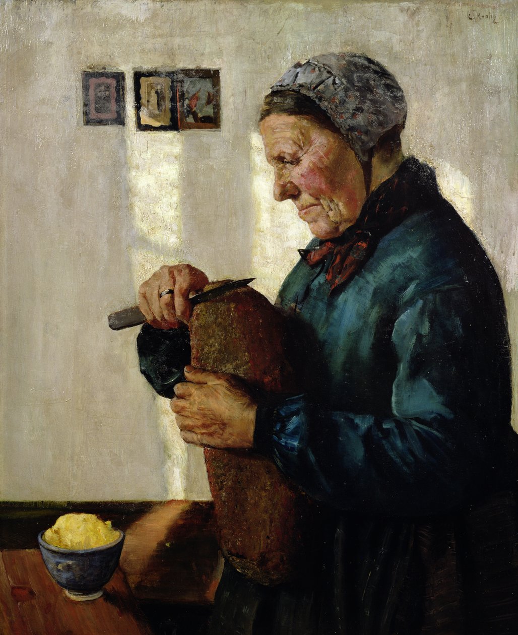 切面包的妇女 作者 克里斯蒂安·克罗格（Christian Krohg）
