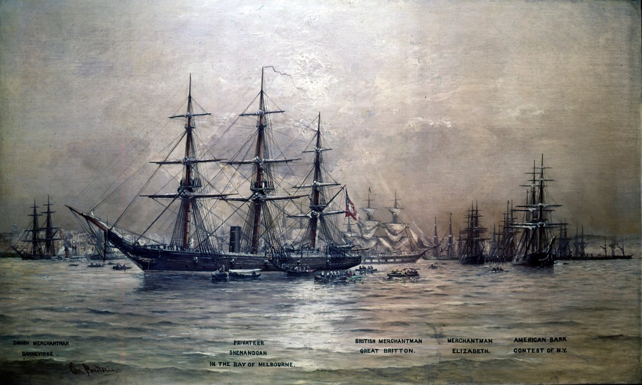 同盟国巡洋舰雪兰多在澳大利亚墨尔本港口，1865年，1865年 作者 克里斯汀·波尔森