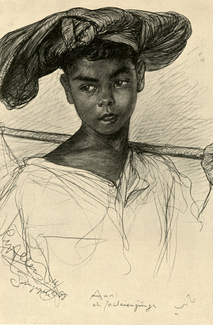 安尼--马来族男孩，新加坡，1898年。 作者 克里斯蒂安·威廉·艾尔斯