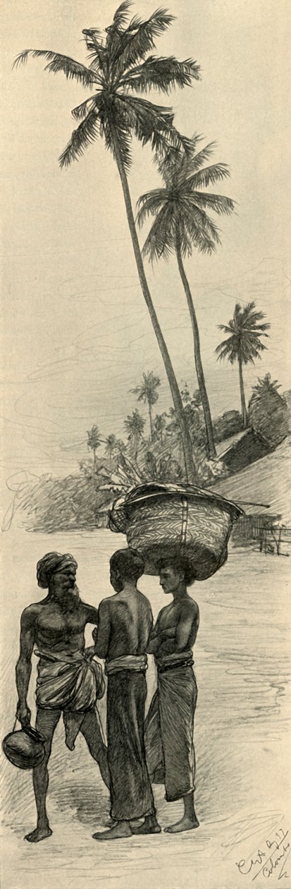 锡兰科伦坡的一群男人，1898年。   作者 克里斯蒂安·威廉·艾尔斯