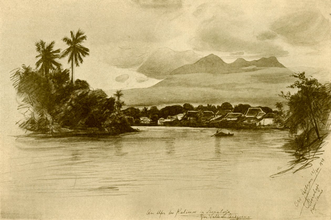 爪哇Surubaya的Kali Mas河，1898年。 作者 克里斯蒂安·威廉·艾尔斯