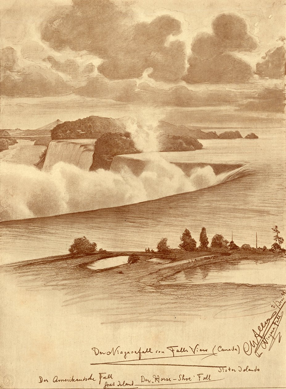 尼亚加拉大瀑布，来自加拿大瀑布景区，1898年。   作者 克里斯蒂安·威廉·艾尔斯