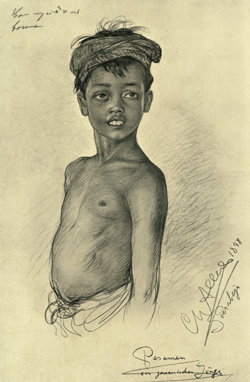 佩萨门--一个来自爪哇苏鲁巴亚的爪哇男孩，1898年。 作者 克里斯蒂安·威廉·艾尔斯