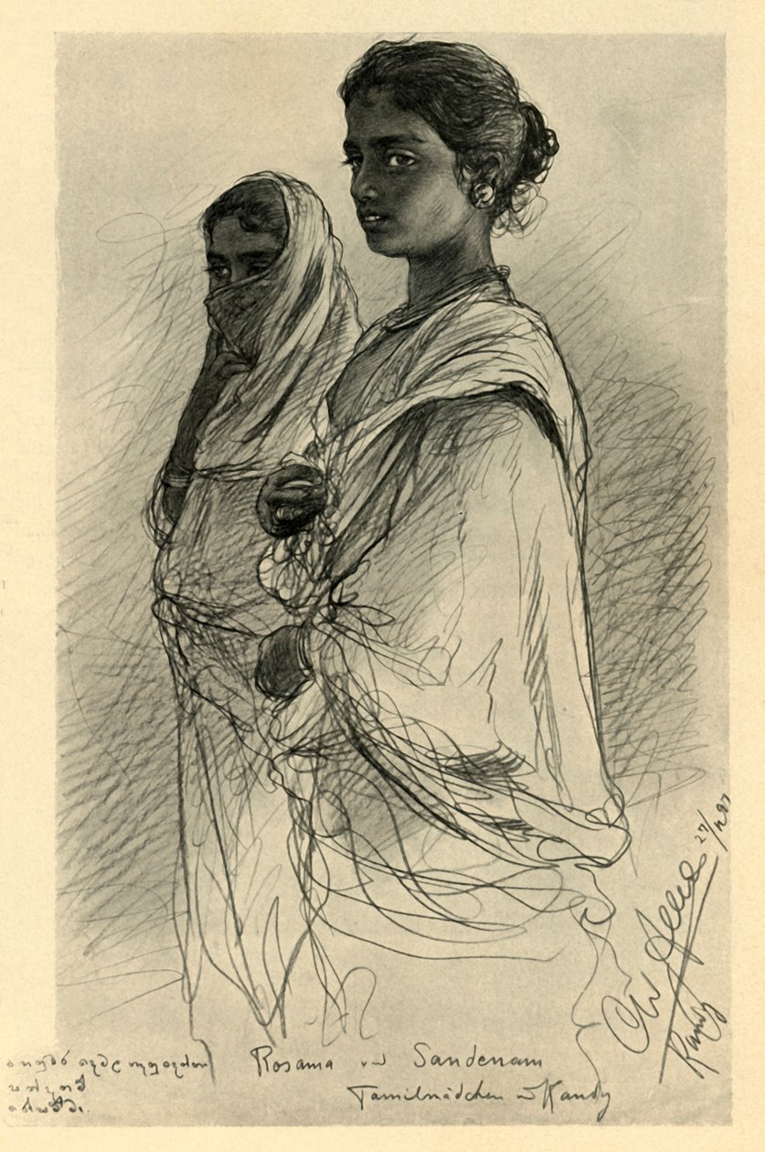 罗萨玛和桑德纳姆，泰米尔女孩，康提，锡兰，1898。 作者 克里斯蒂安·威廉·艾尔斯