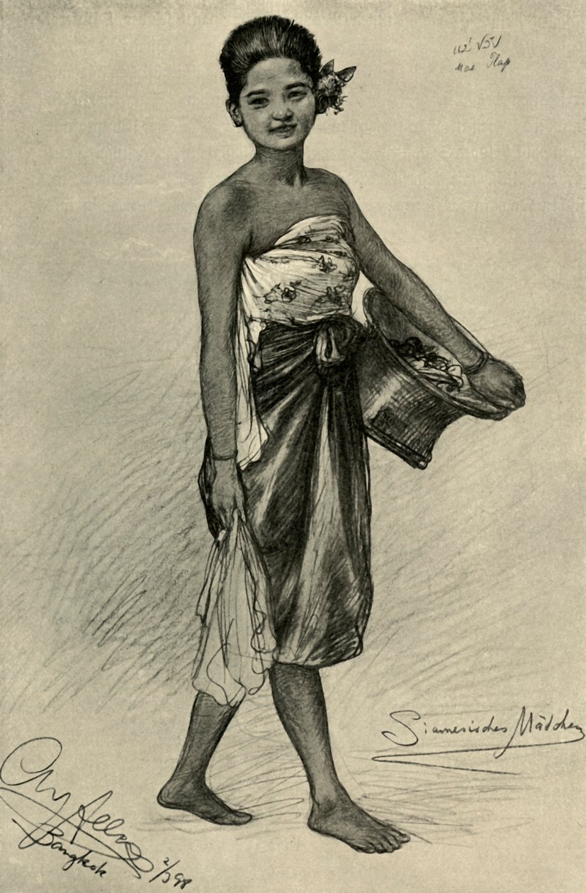 暹罗女孩，曼谷，1898年。 作者 克里斯蒂安·威廉·艾尔斯