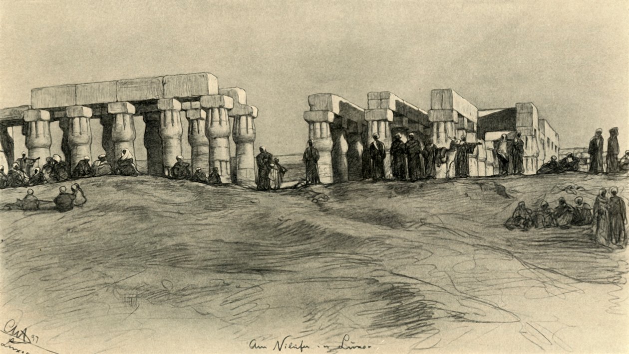 埃及卢克索的神庙遗址，1898年。   作者 克里斯蒂安·威廉·艾尔斯