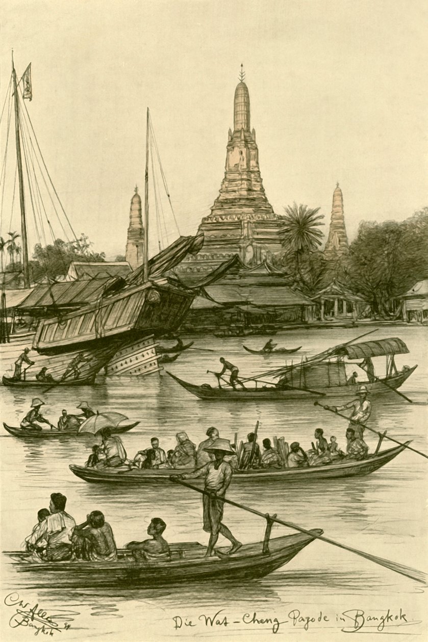 Wat Chaeng，曼谷，暹罗，1898年。   作者 克里斯蒂安·威廉·艾尔斯
