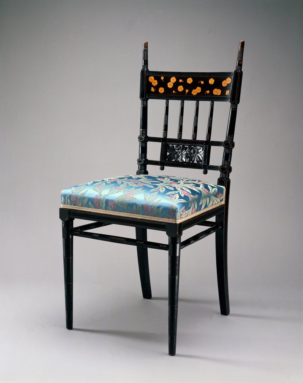 Side Chair，Herter Brothers Company，c.1876-79（樱桃，镀金和室内装潢） 作者 克里斯蒂安和古斯塔夫1830 98赫特