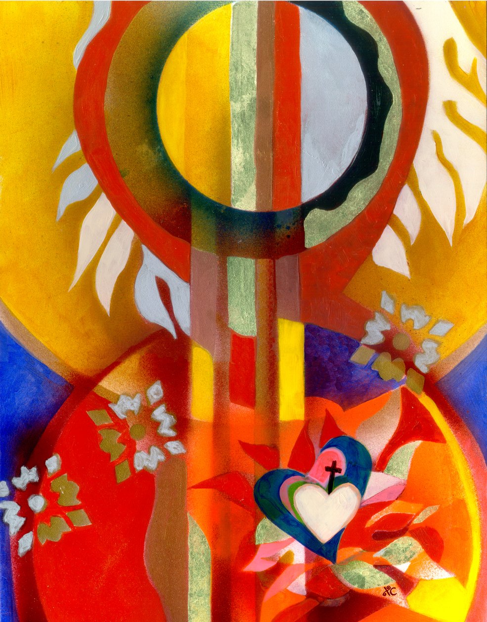 圣心圣母》，约 2010 年（丙烯酸画板，金箔） 作者 克里斯蒂娜·萨吉