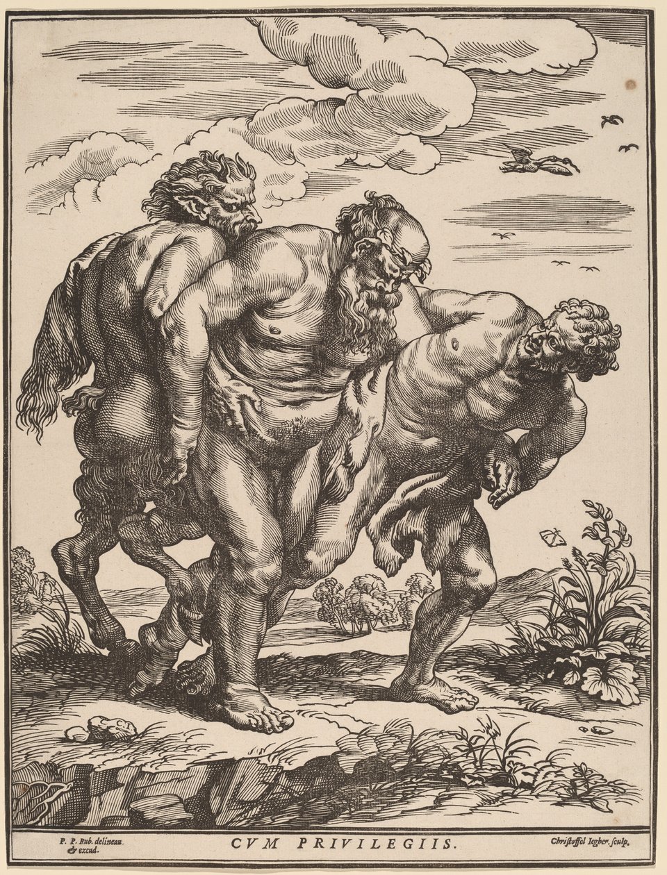 西莱纳斯（Silenus）与萨提尔（Satyr）和仙女（Faun）在一起 作者 彼得·保罗·鲁本斯爵士之后的克里斯托弗·杰格尔