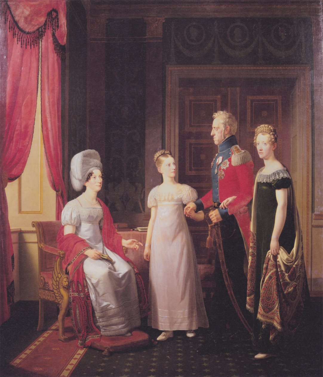Frederik VI和Queen Marie与Princesses Caroline和Vilhelmine 作者 克里斯托弗·威廉·埃克斯伯格