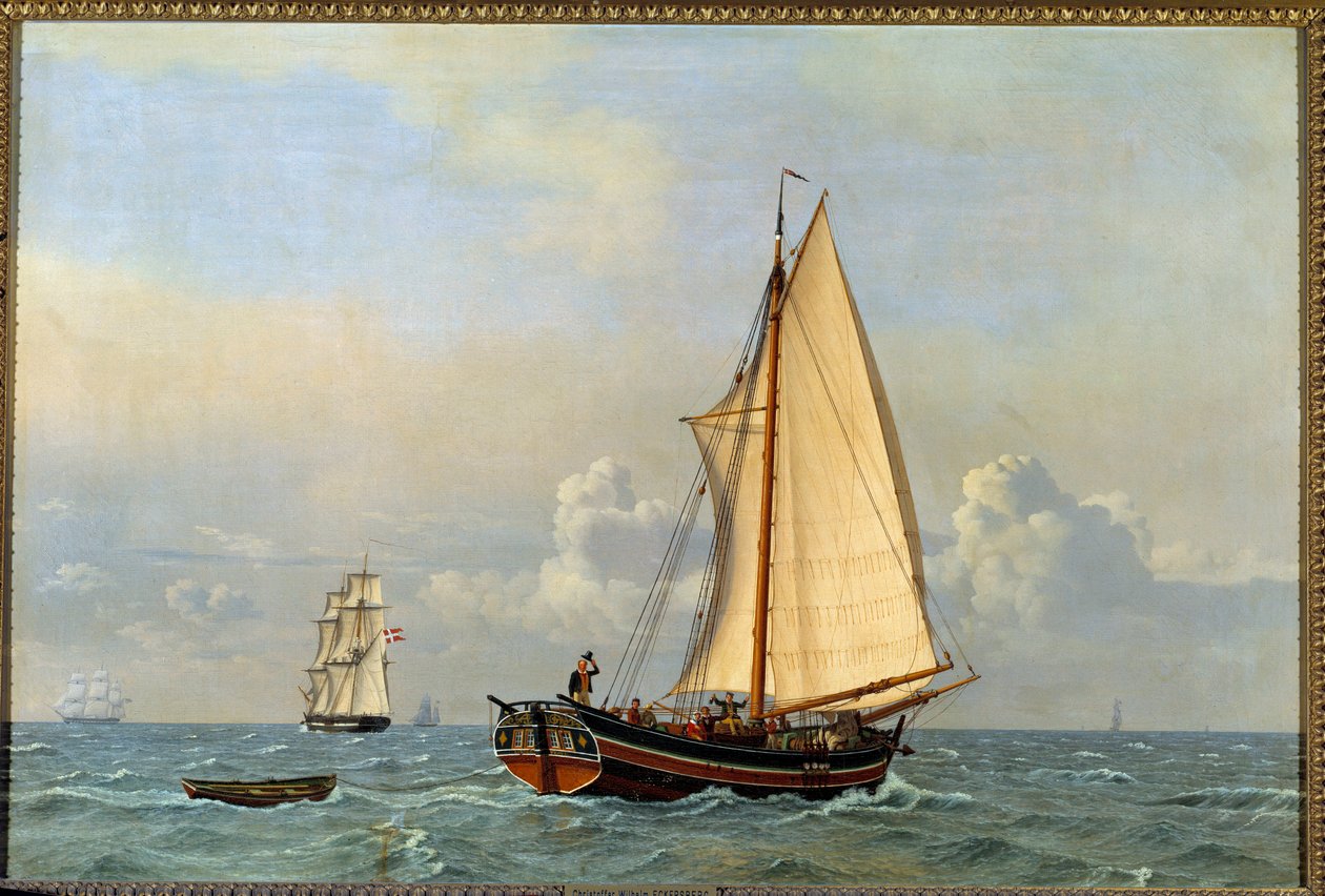 1831年，一艘前丹麦邮轮逆风而行 克里斯托弗-威廉-埃克斯伯格（1783-1853）的画作 作者 克里斯托弗·威廉·埃克斯伯格