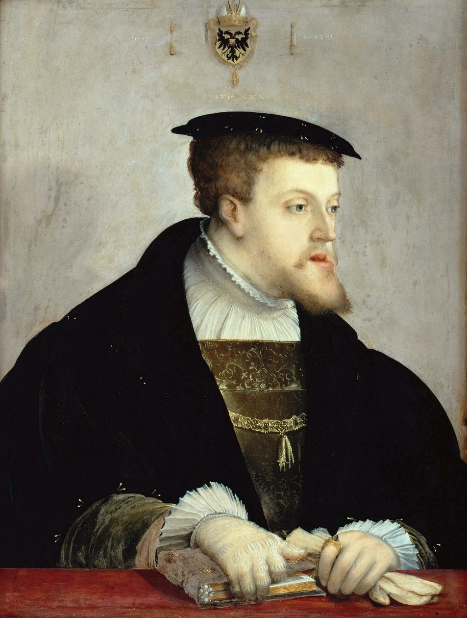 德文：Kaiser Karl V.（1500-1558 年）神圣罗马帝国皇帝查理五世肖像（1500-1558 年） 作者 克里斯多夫·安伯格