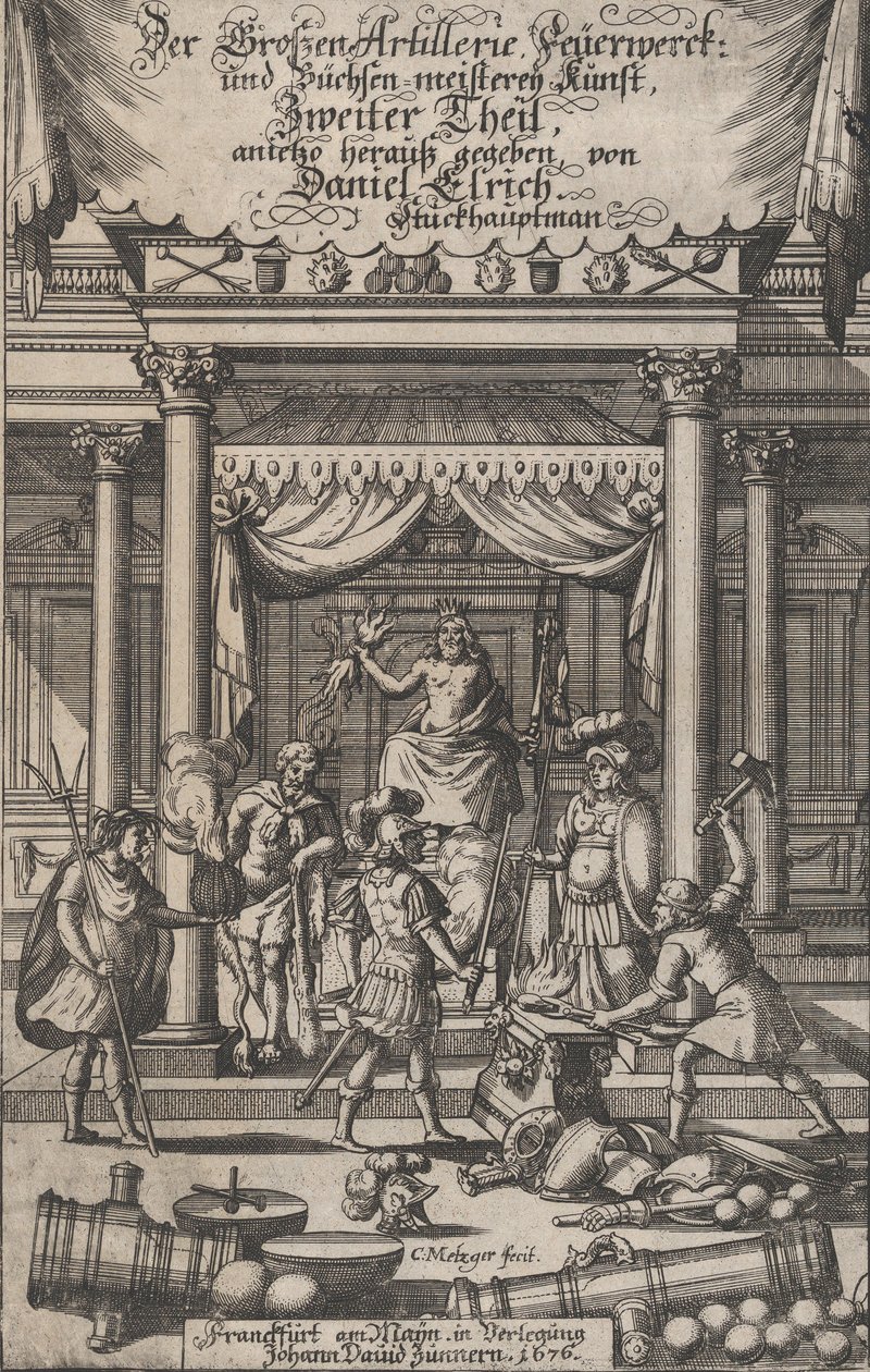 标题页，"Der Grossen Artillerie Feuerwerck ..."，1676年。 作者 克里斯托夫·梅茨格