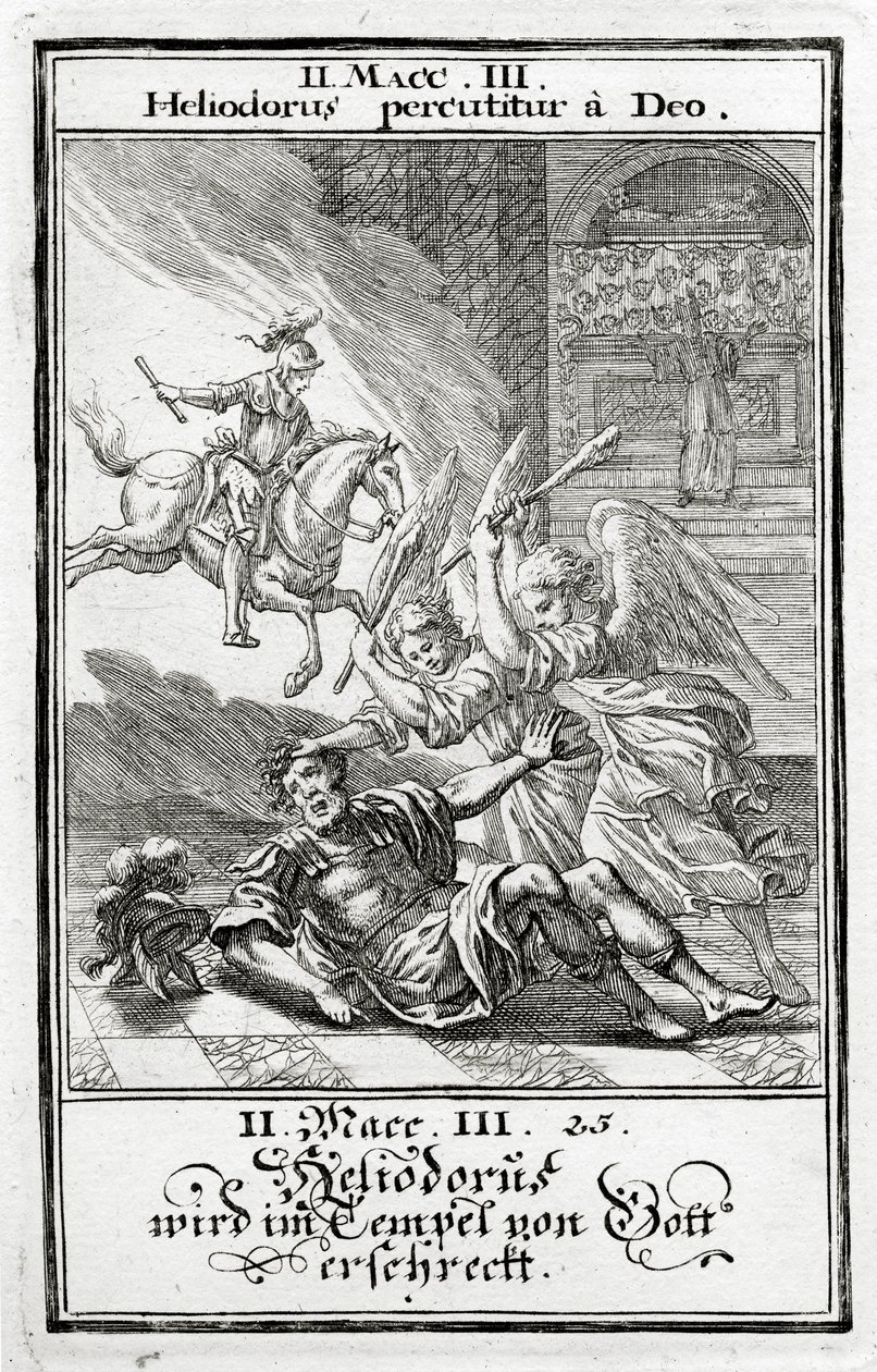 上帝在一座寺庙中恐惧Heliodorus，2 Maccabees（3：21-28），1695年 作者 克里斯多夫·韦格尔