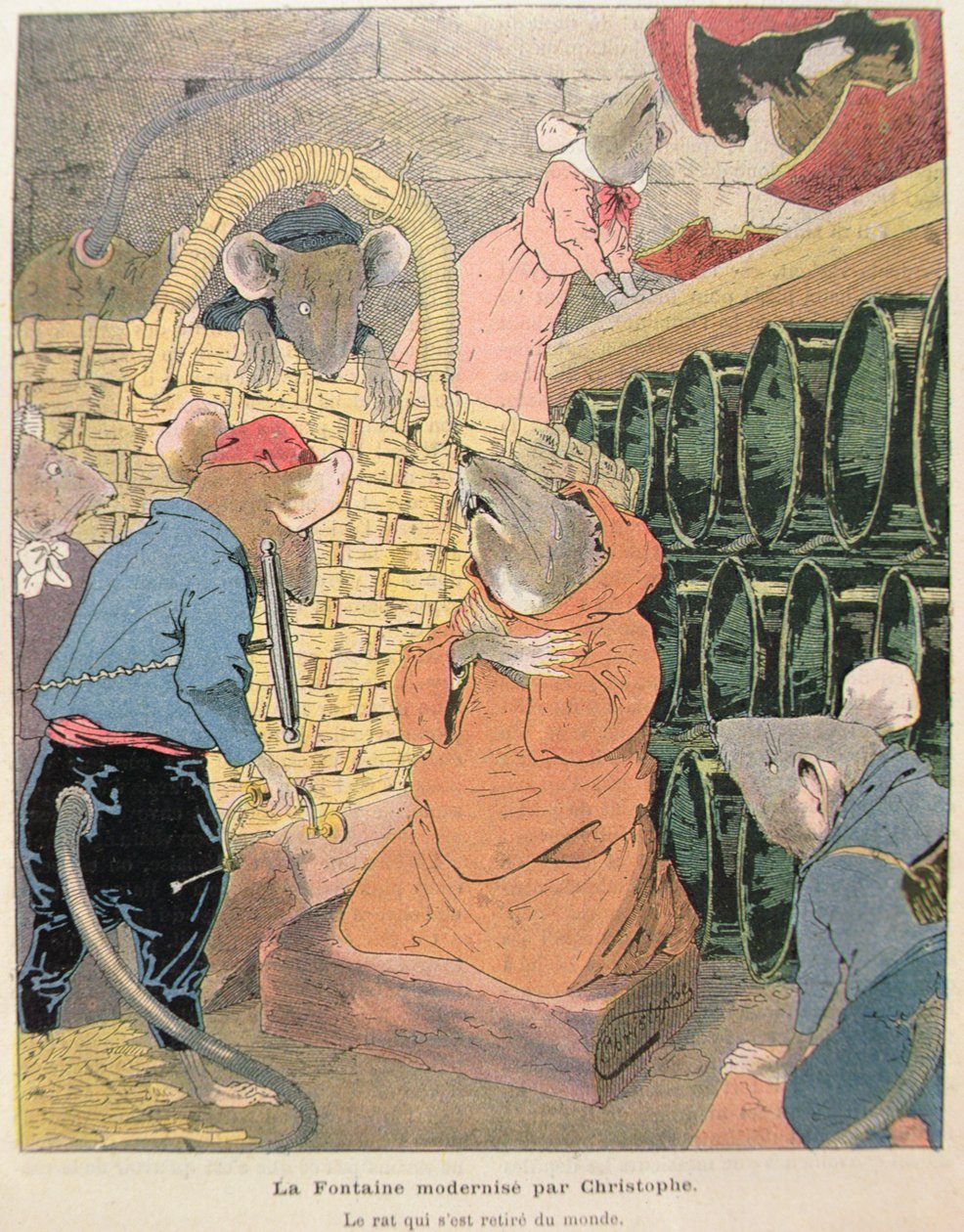 Jean de La Fontaine（1621-95）1902（彩色雕刻）从寓言中退出的老鼠的插图 作者 克里斯托夫1856 1945克里斯托夫1856 1945