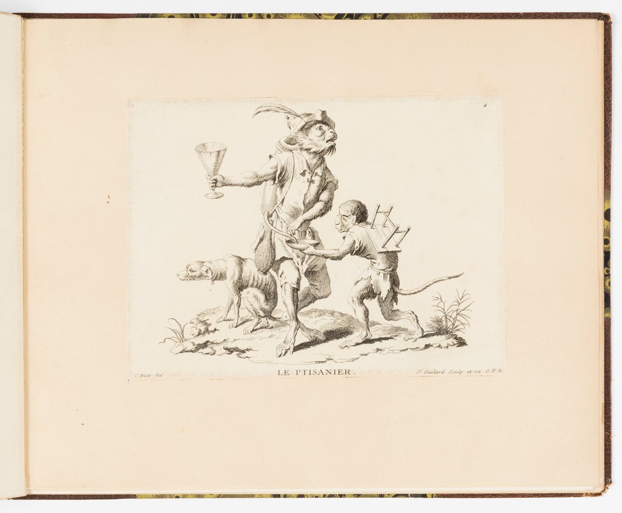Plate 4, La Ptisanier (The Herbal Tea Seller)，Singeries ou différentes actions de la vie humaine représentées par des singes (Monkey Antics or Different Actions of Human Life represented by Monkeys) 作者 克里斯多夫·休特