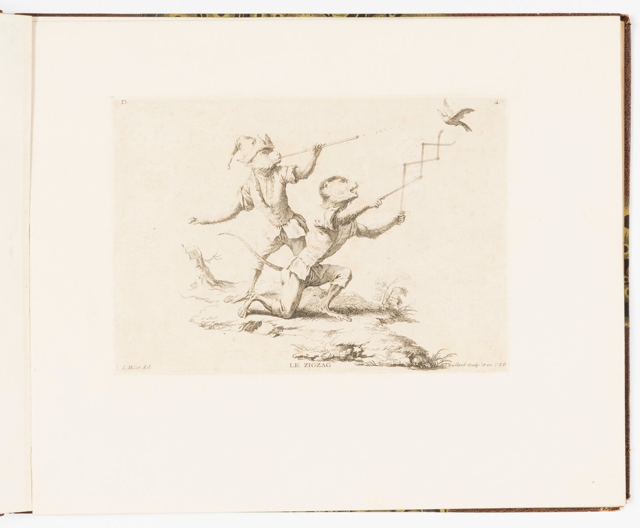 Plate 4, Le Zigzag (The Zigzag), Singeries ou différentes actions de la vie humaine représentées par des singes (Monkey Antics or Different Actions of Human Life represented by Monkeys) 作者 克里斯多夫·休特