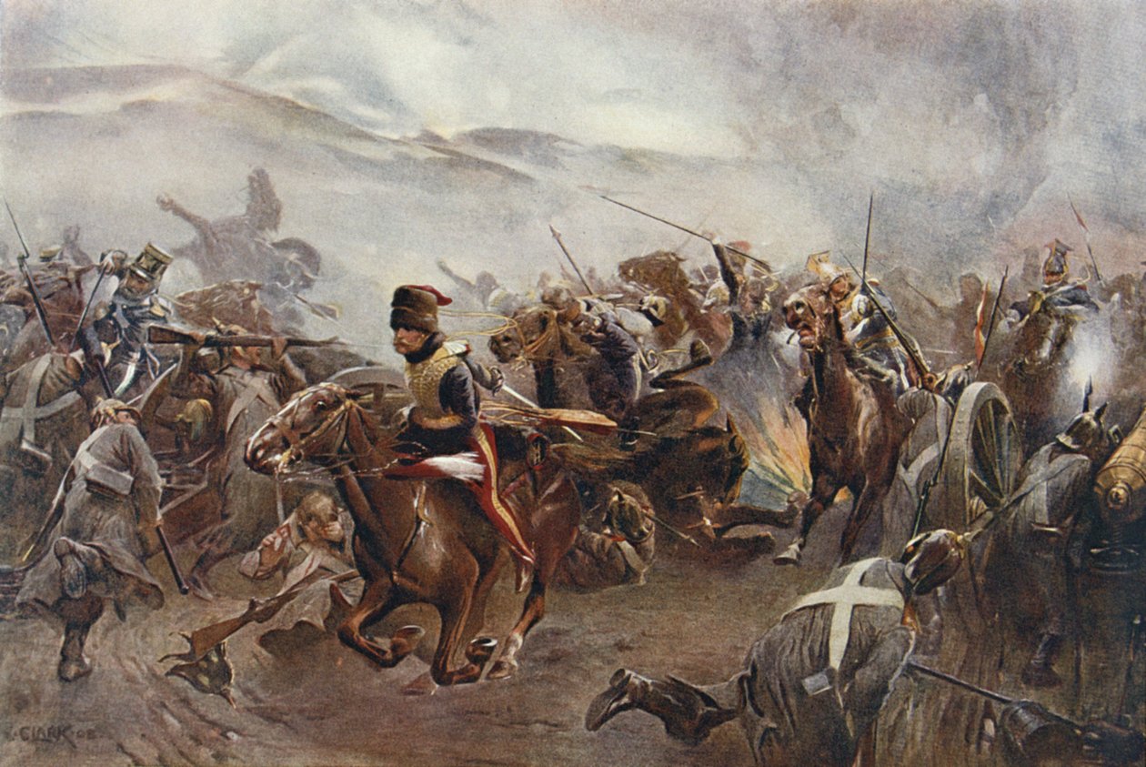 1854年10月25日巴拉克拉瓦战役中轻骑兵的指控，来自&39;英国陆地和海上战役&39;的插图，由伊夫林伍德爵士编辑（1838-1919）1915 作者 克里斯托弗·克拉克