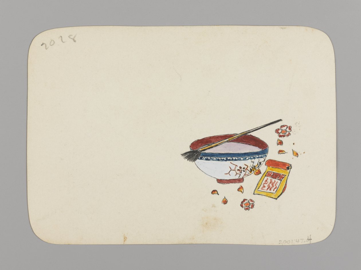 油漆碗和刷子（反面），c.1880（非常薄的卡片上的wc和黑色墨水） 作者 克里斯托弗·格兰特·拉法格