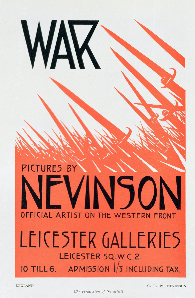 战争图片由Nevinson，西部战线的官方艺术家，展览的海报 作者 克里斯托弗·理查德·怀恩·内文森