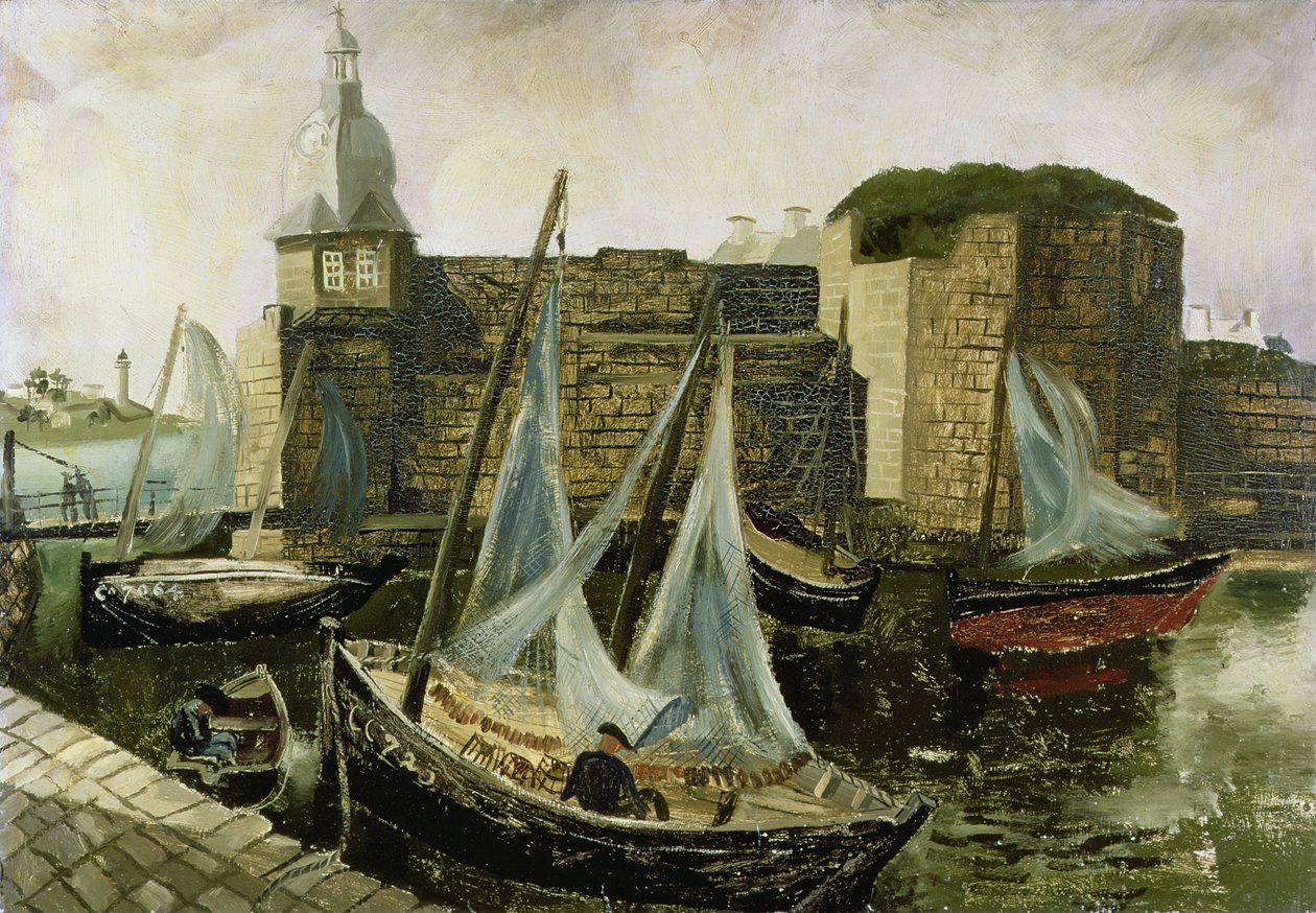 La Ville-Close，Concarneau，布列塔尼，1930年（石油在板上） 作者 克里斯托弗·伍德
