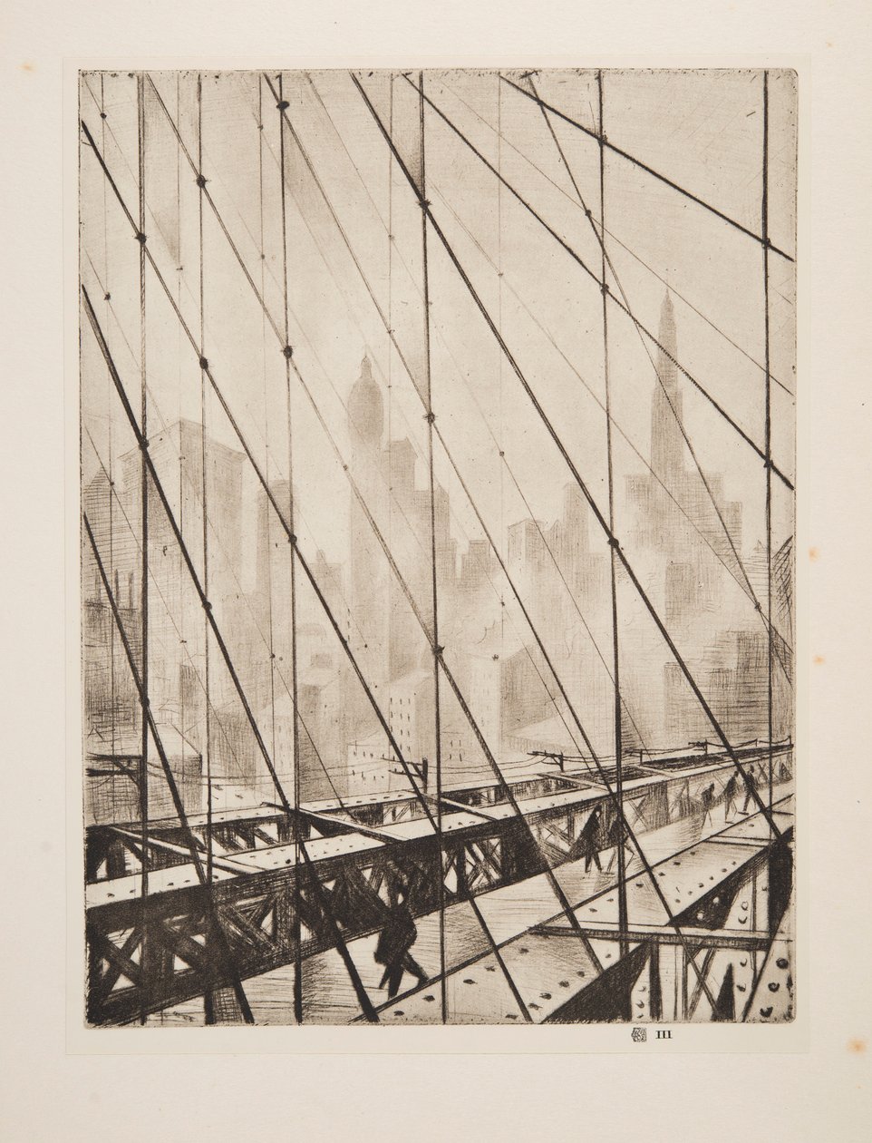 透视布鲁克林大桥》，出版。1921. 作者 克里斯托弗·理查德·怀恩·内文森