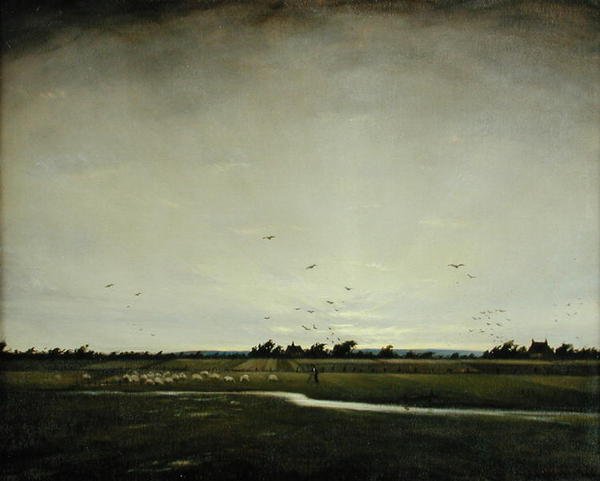 英国风景，罗姆尼沼泽（布面油画 作者 克里斯托弗·理查德·怀恩·内文森