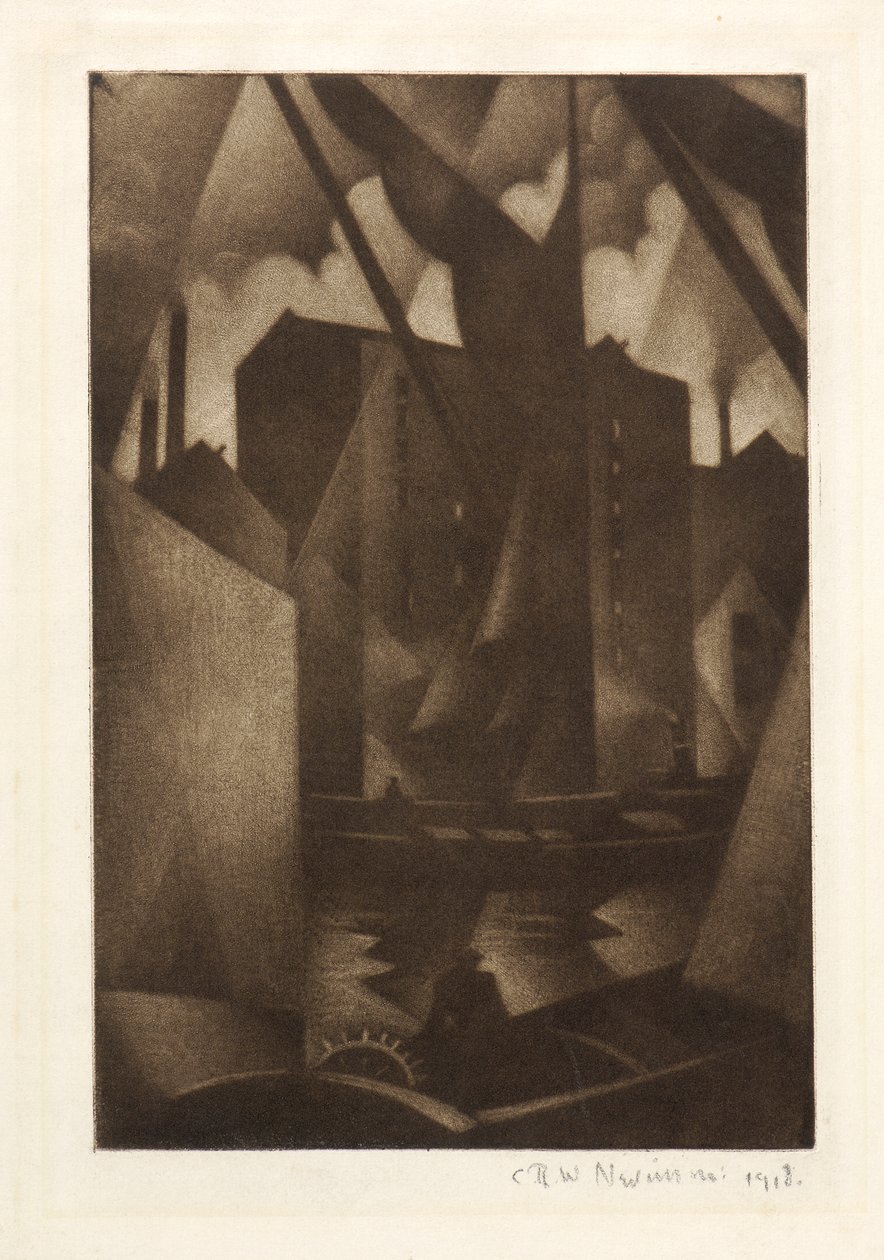 码头，1918年 作者 克里斯托弗·理查德·怀恩·内文森