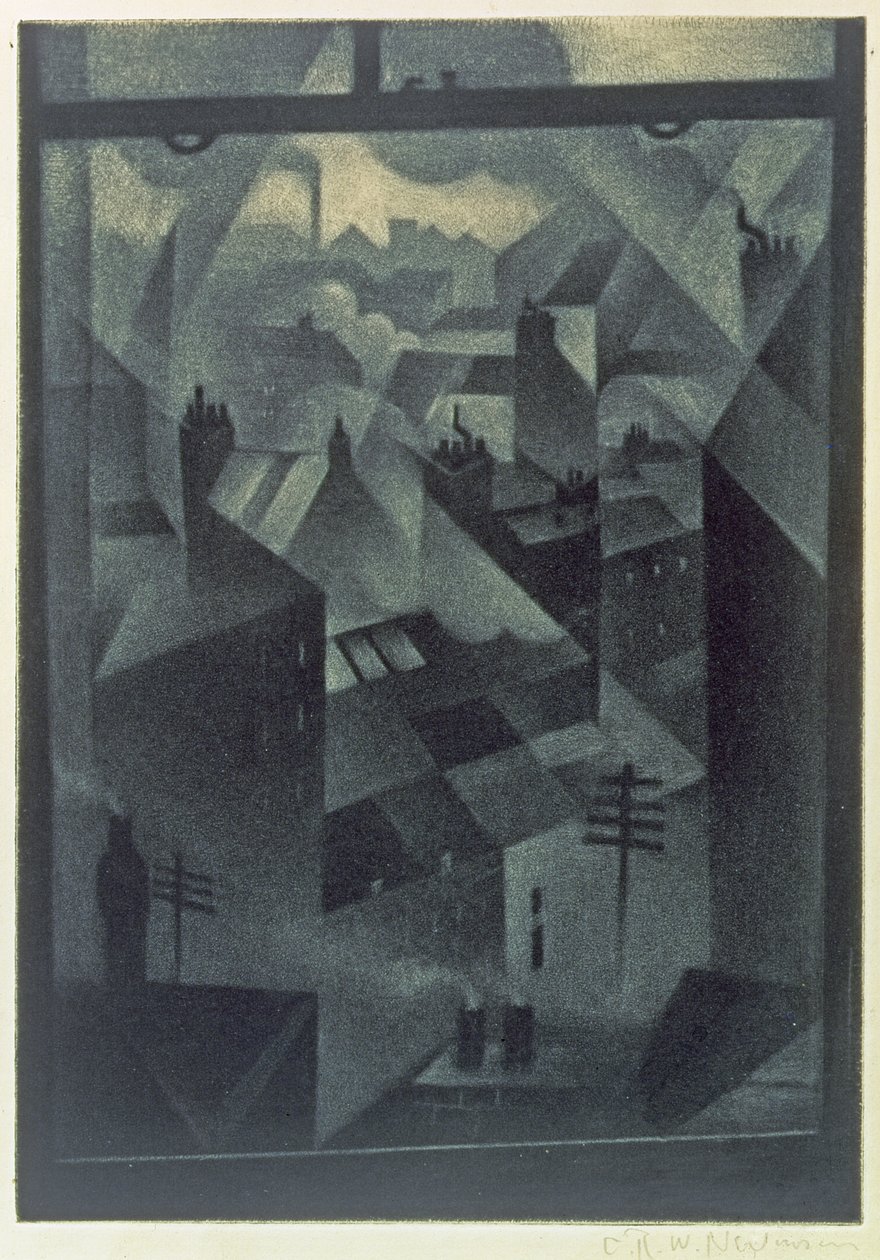 从办公室窗口，1918年（mezzotint） 作者 克里斯托弗·理查德·怀恩·内文森