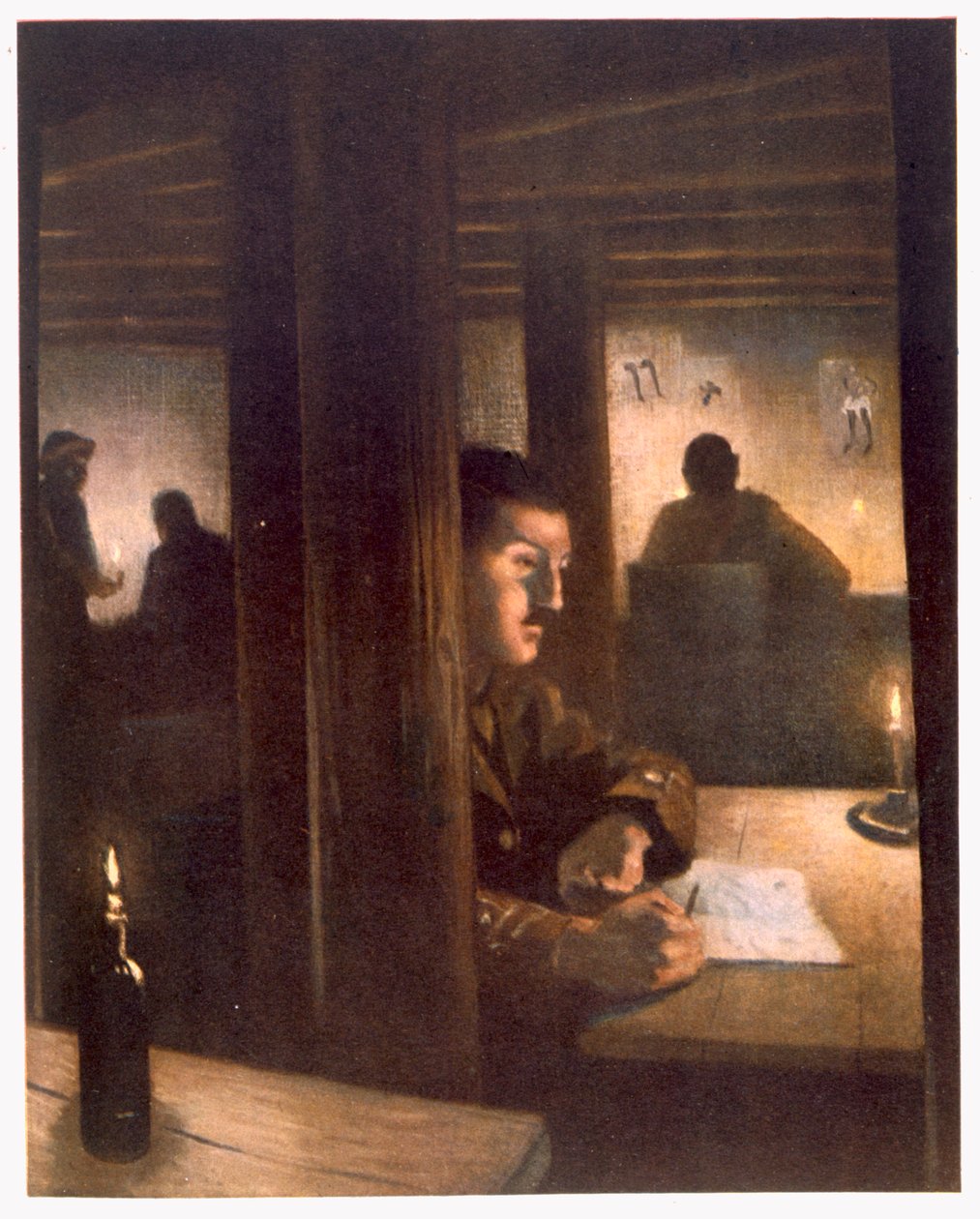 1918年，来自前线的英国艺术家，西部阵线的延续，在旅总部内 作者 克里斯托弗·理查德·怀恩·内文森