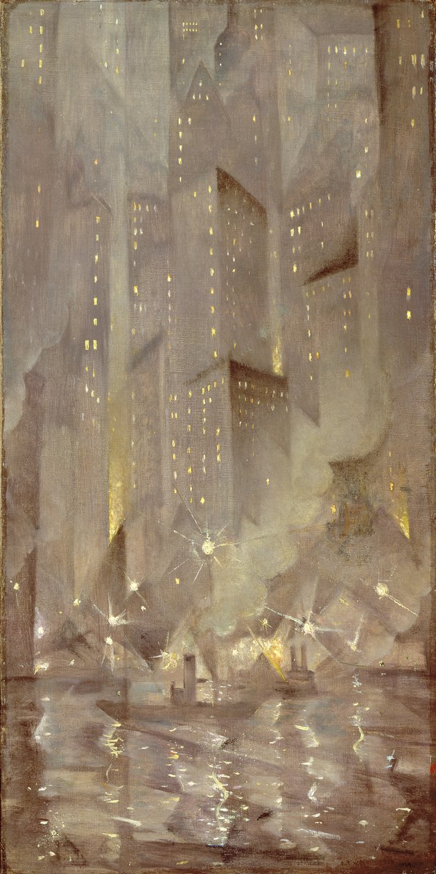 纽约之夜，c.1922 作者 克里斯托弗·理查德·怀恩·内文森
