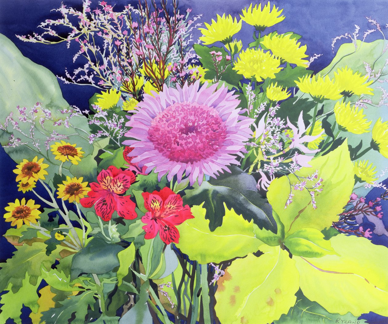 十二月的花，2005年（纸上水彩）。 作者 克里斯托弗·莱兰