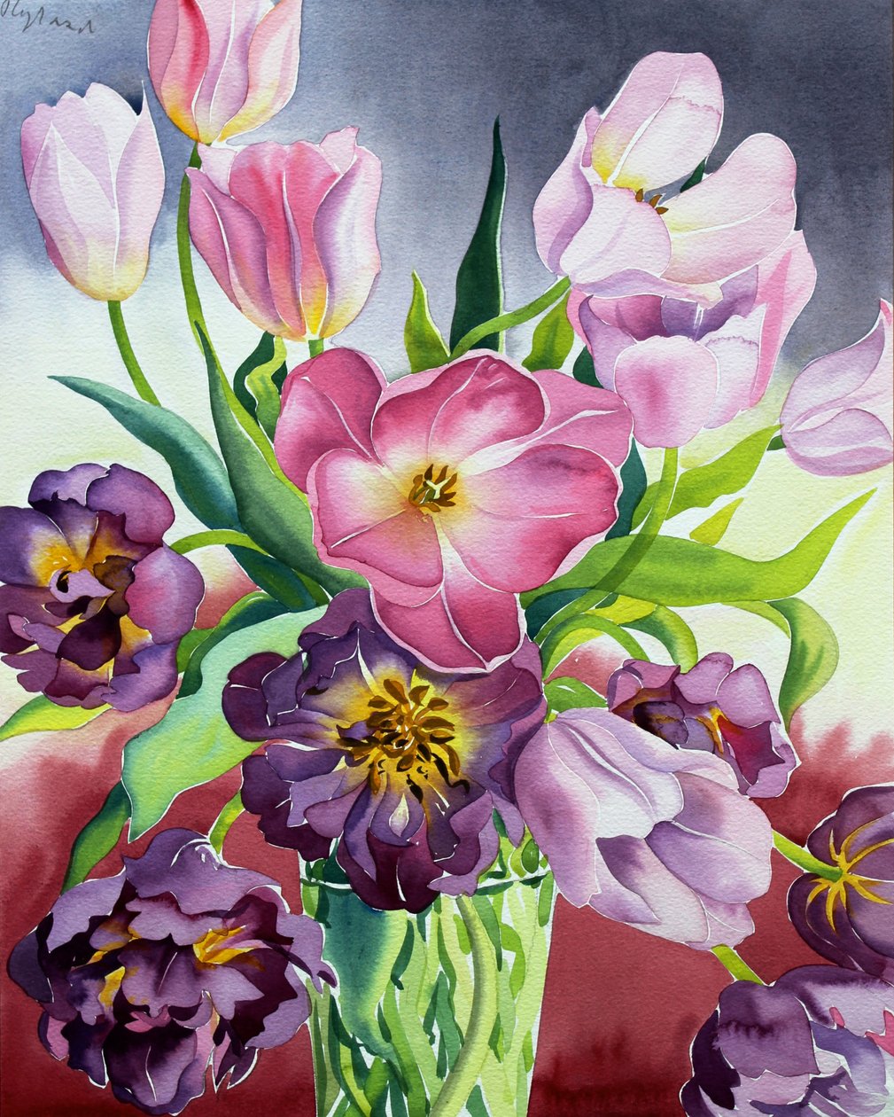 郁金香（纸上水彩） 作者 克里斯托弗·莱兰
