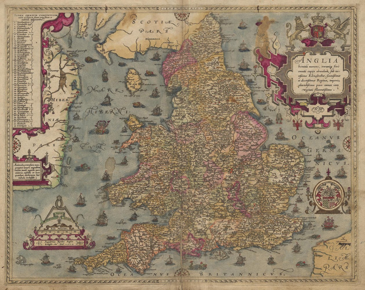 安格利亚：英格兰和威尔士，1579年 作者 克里斯托弗·萨克斯顿