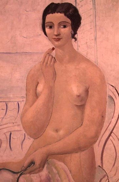 涂抹口红的女孩，约1925年 作者 克里斯托弗·伍德