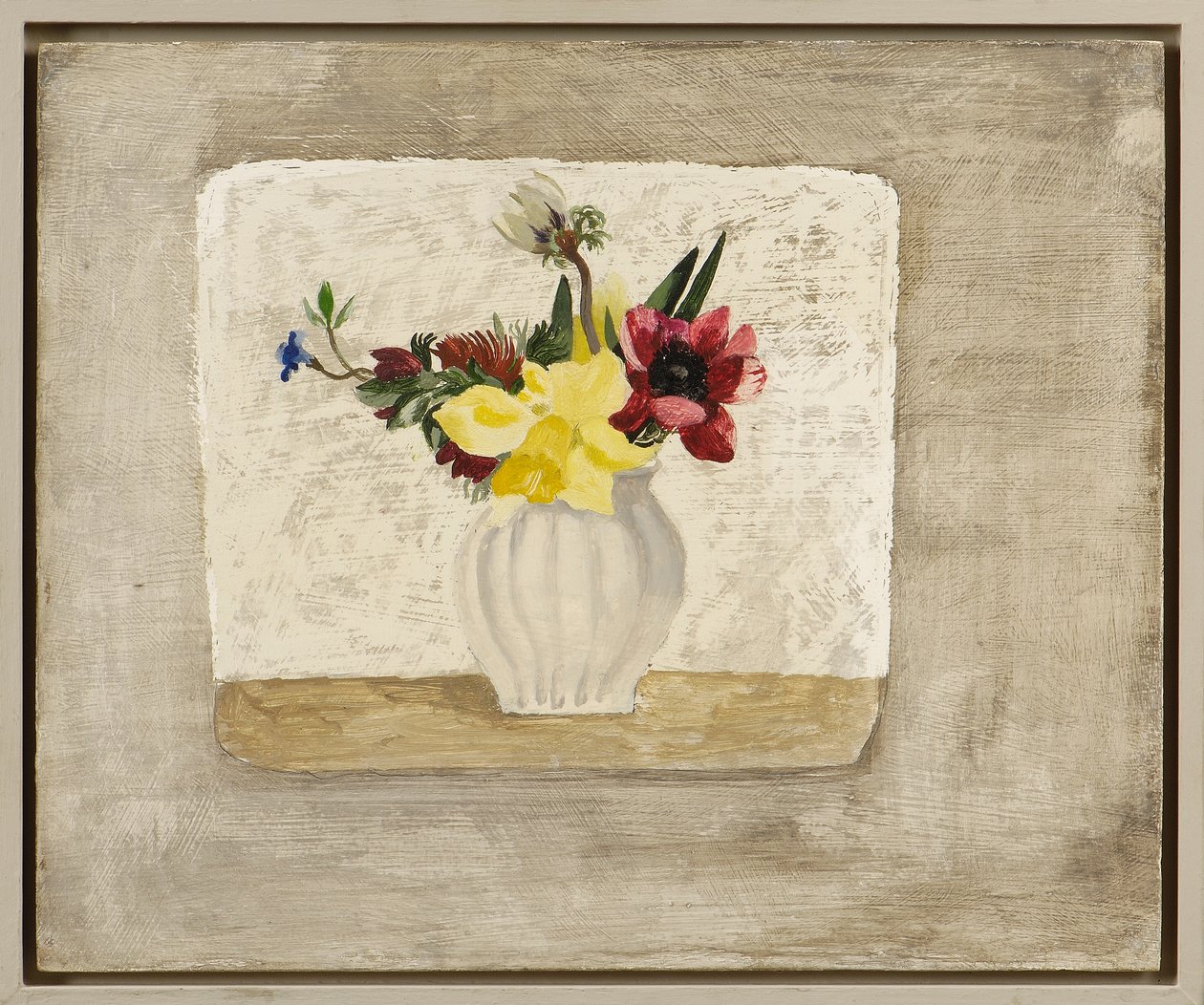 春天的花朵在一个白色的罐子里，c.1928 作者 克里斯托弗·伍德
