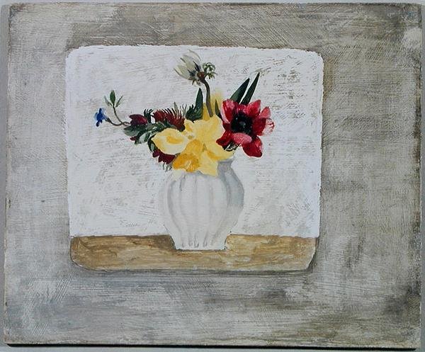 春天的花朵在一个白色的罐子里，c.1930 作者 克里斯托弗·伍德