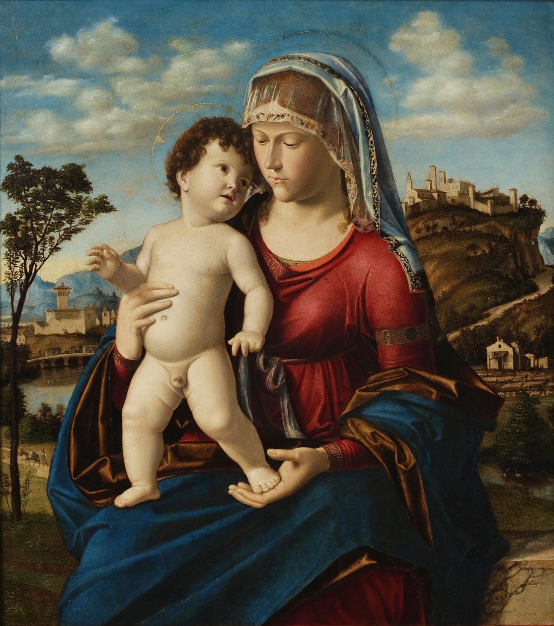 麦当娜和孩子在一个风景 作者 Cima da Conegliano