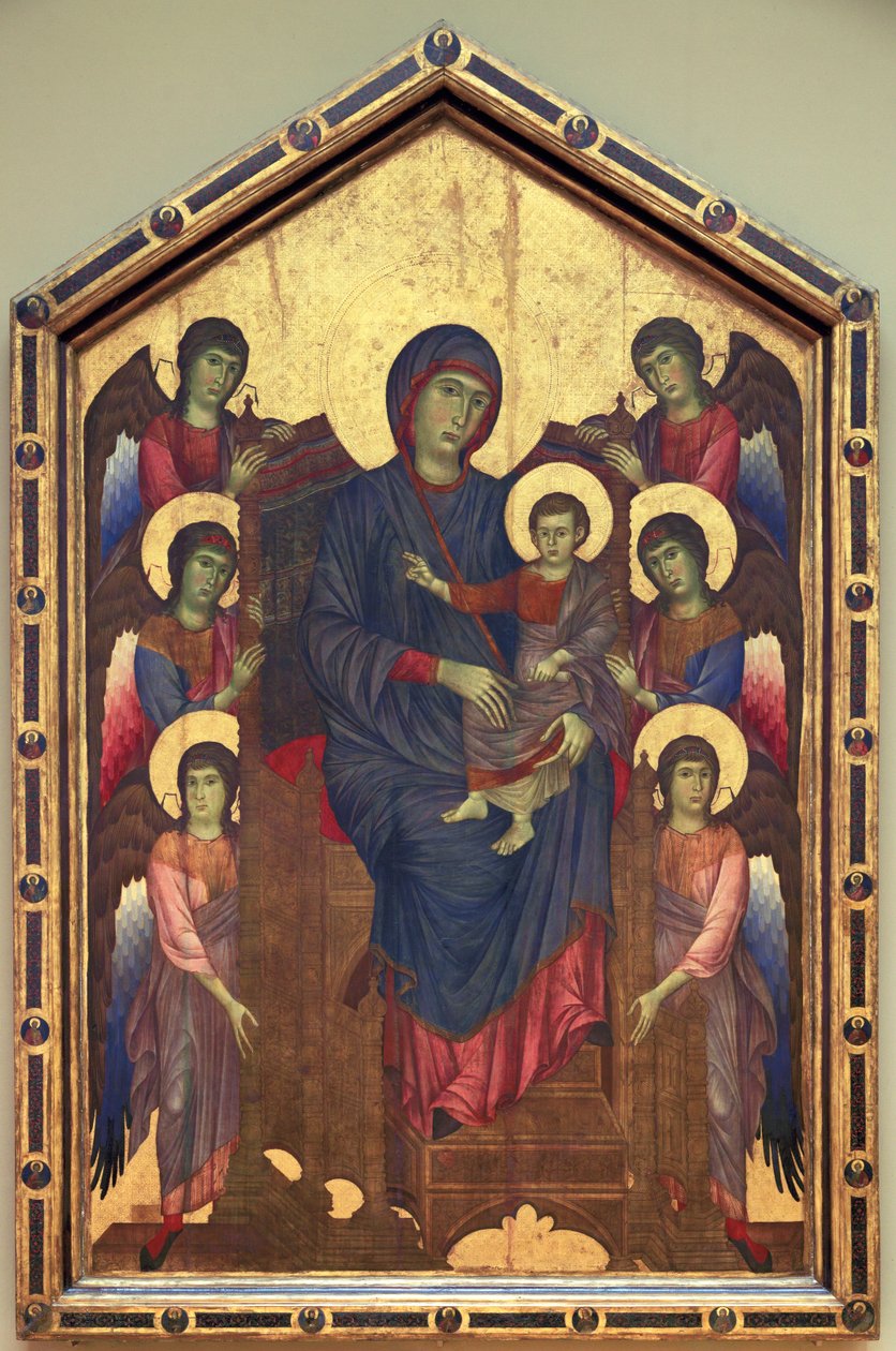 威严的圣母和圣婴被六名... 作者 Cimabue（c.1240-c.1301）
