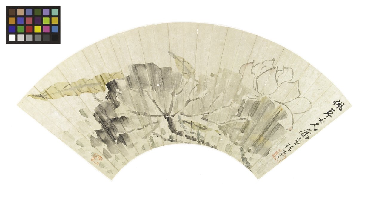莲花和叶子（纸上的墨水和浅色） 作者 张次宁
