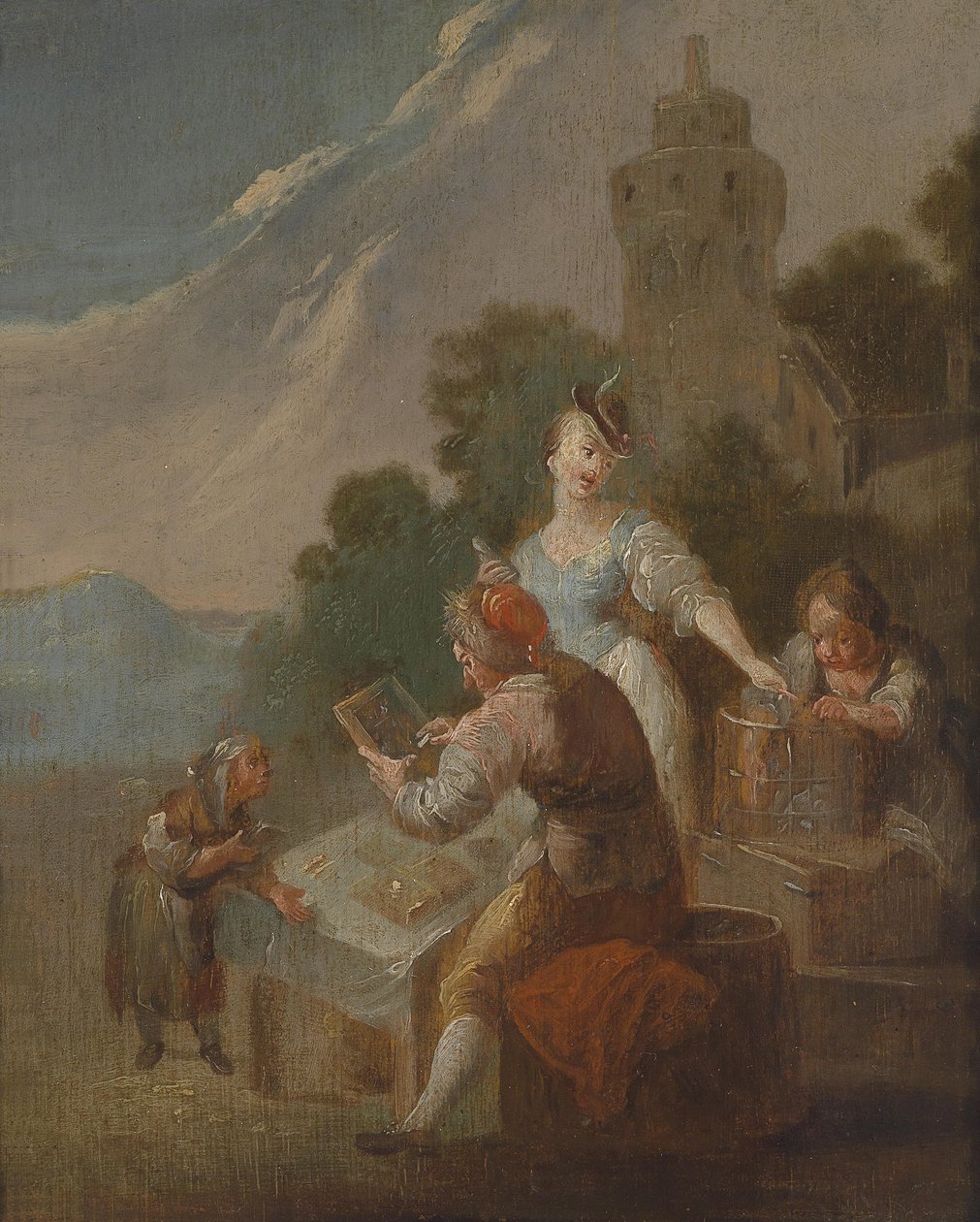 孩子们在户外教学 作者 约翰·乔治·普拉茨（Johann Georg Platzer）圈子