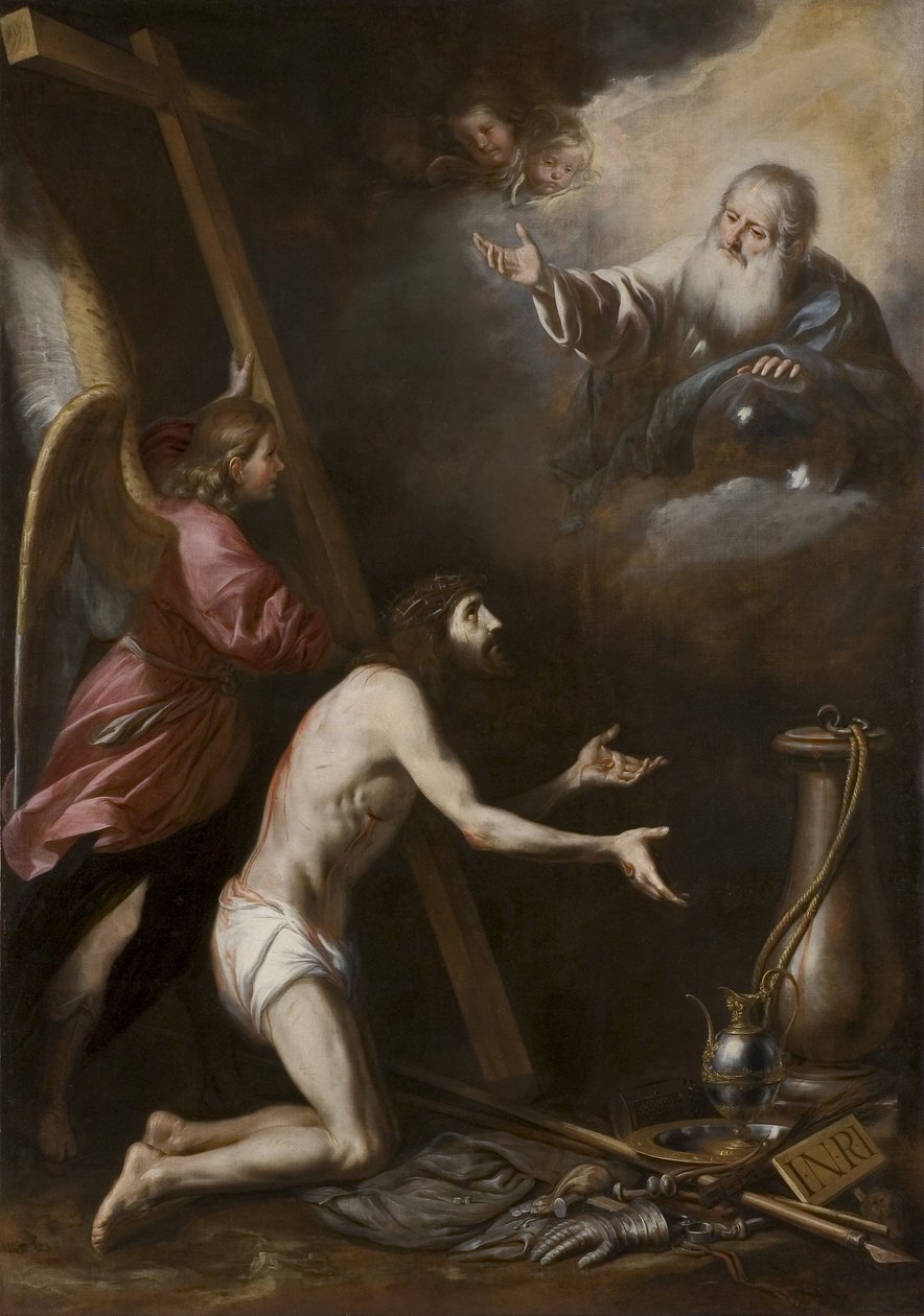 西班牙文：Cristo flagelado arrodillado ante Dios Padre（被鞭打的基督跪在父神面前） 作者 Antonio del Castillo y Saavedra圈子