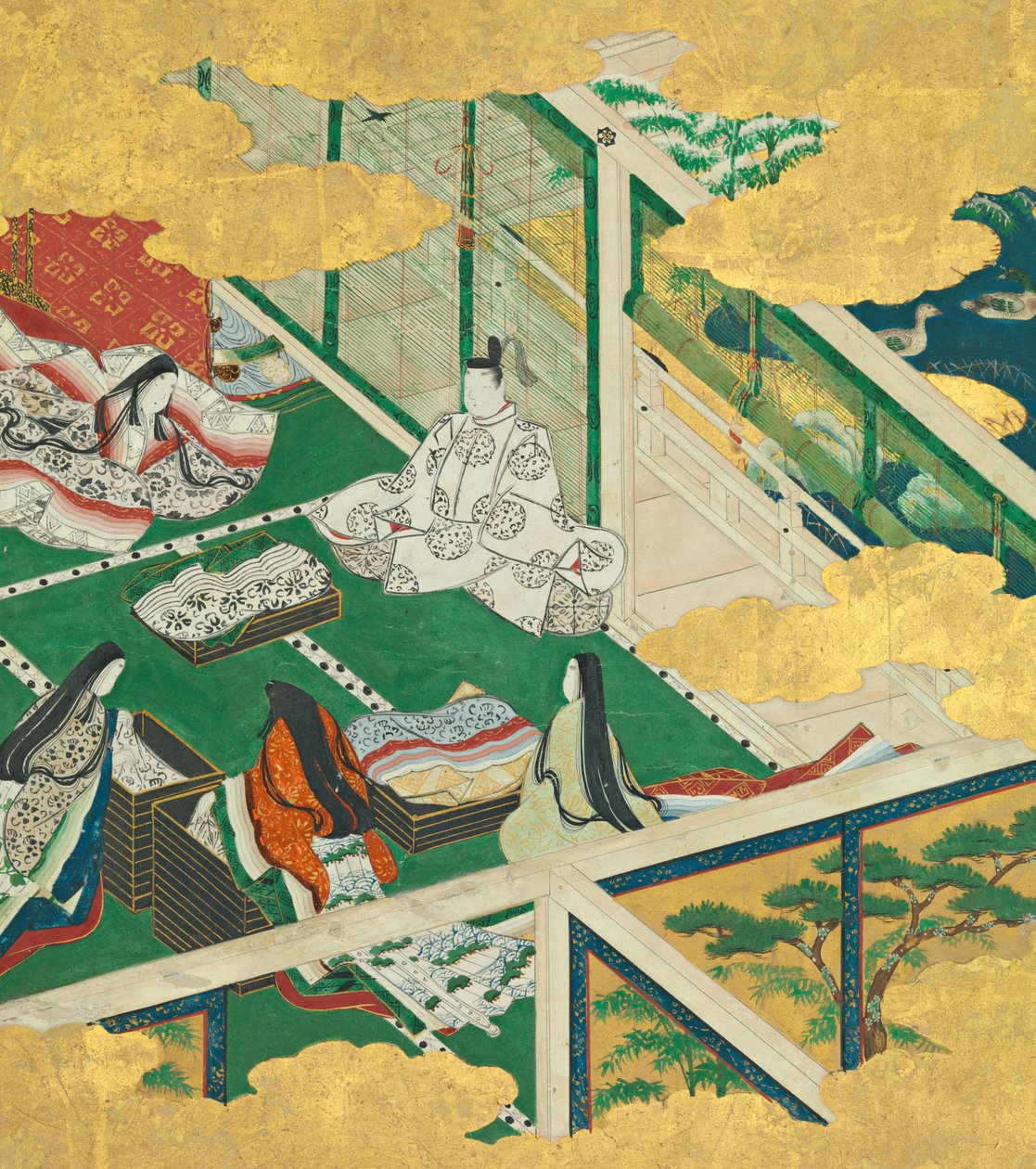 一个可爱的花环Tamakazura，17世纪。 作者 土佐光吉的圈子