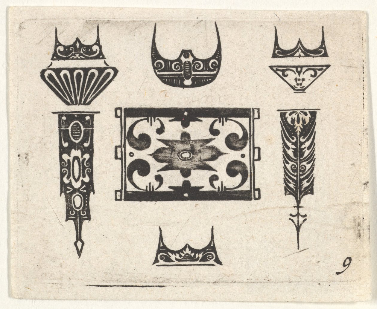 带有九个图案的Blackwork版画，ca。 1620。 作者 克莱斯·詹斯·维舍