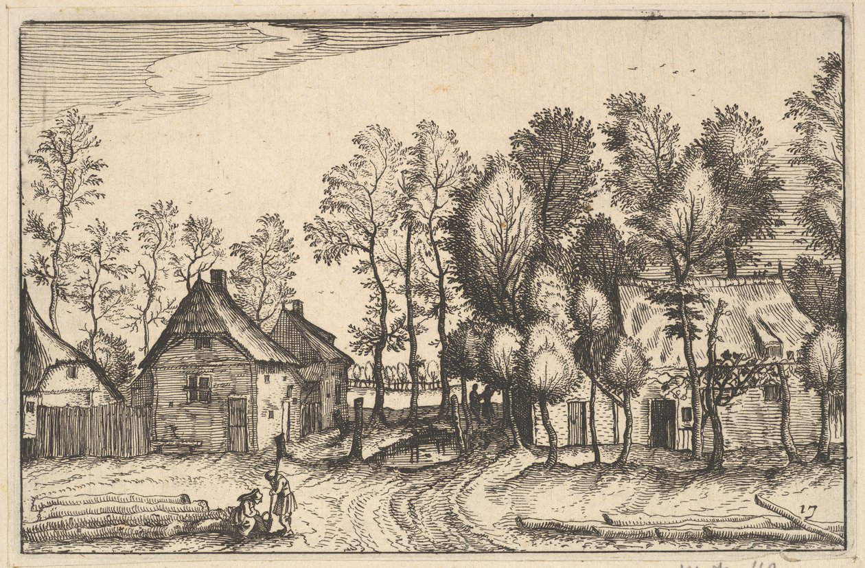 风景与砍伐的树木，板块17来自Regiunculae et Villae Aliquot Ducatus Brabant...，约1610。 作者 克莱斯·詹斯·维舍