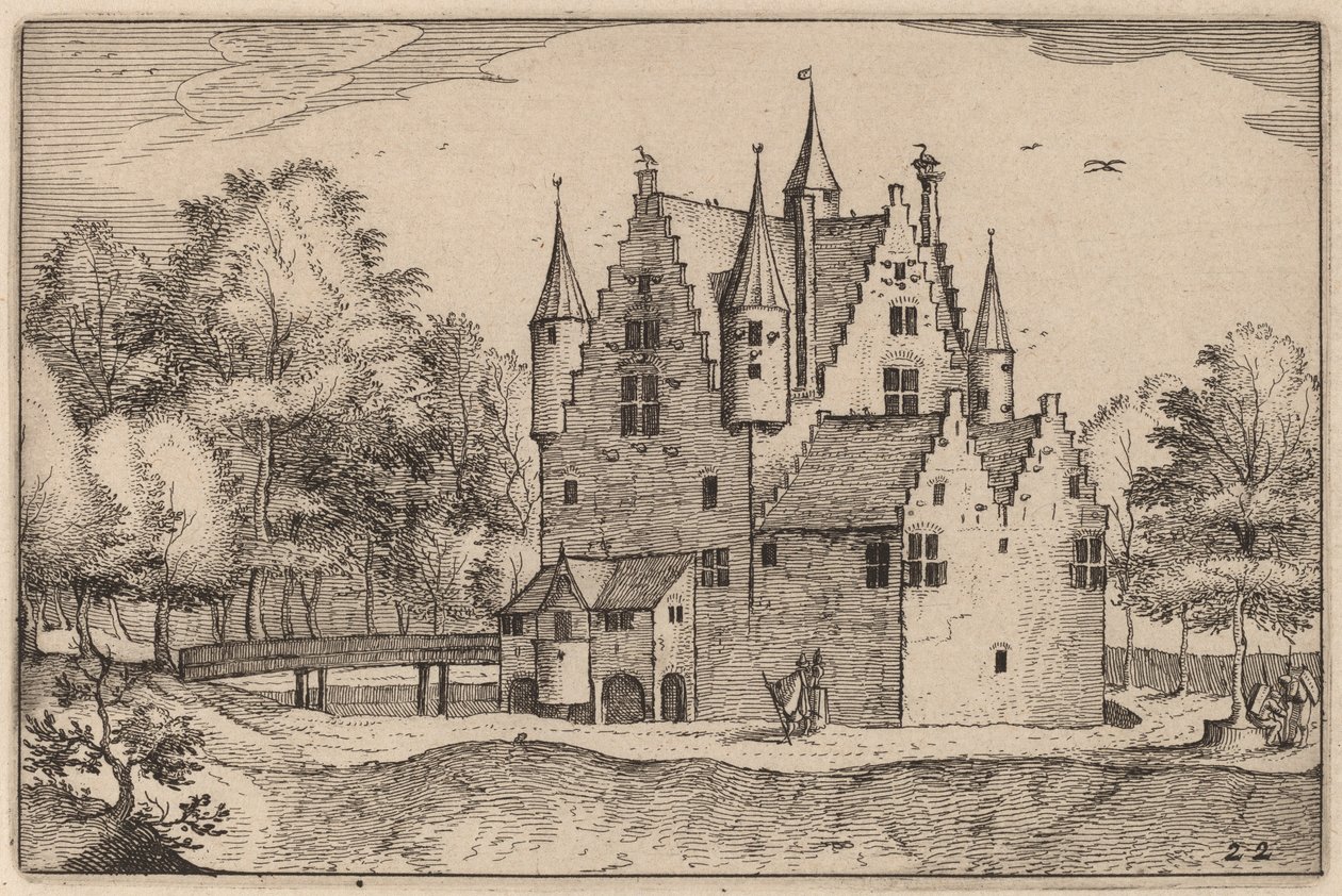 A 城堡 作者 Claes Jansz Visscher 仿照 Johannes van Doetechum，仿照卢卡斯的长老
