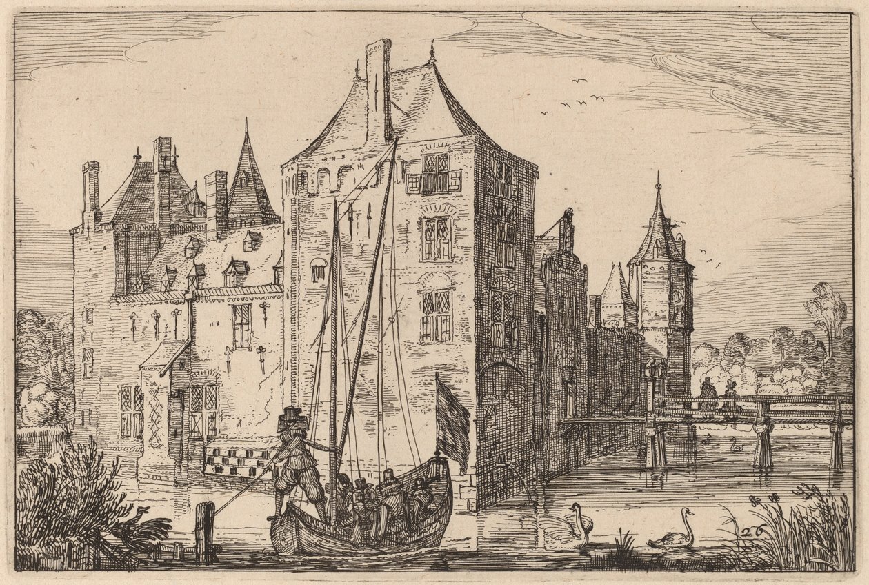 城堡 (Warmond?） 作者 Claes Jansz Visscher 仿照 Johannes van Doetechum，仿照卢卡斯的长老