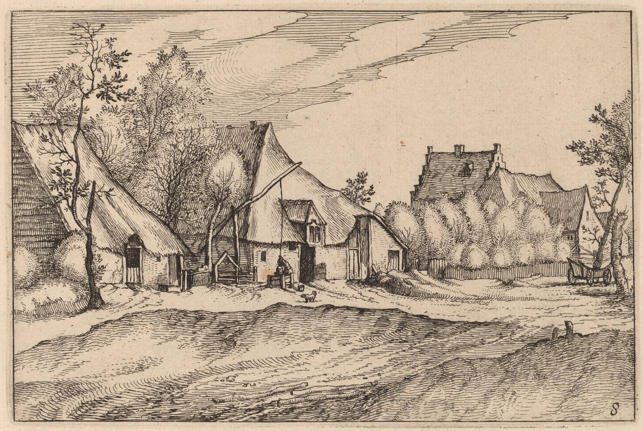 村庄里的农场 作者 Claes Jansz Visscher 仿照 Johannes van Doetechum，仿照卢卡斯的长老