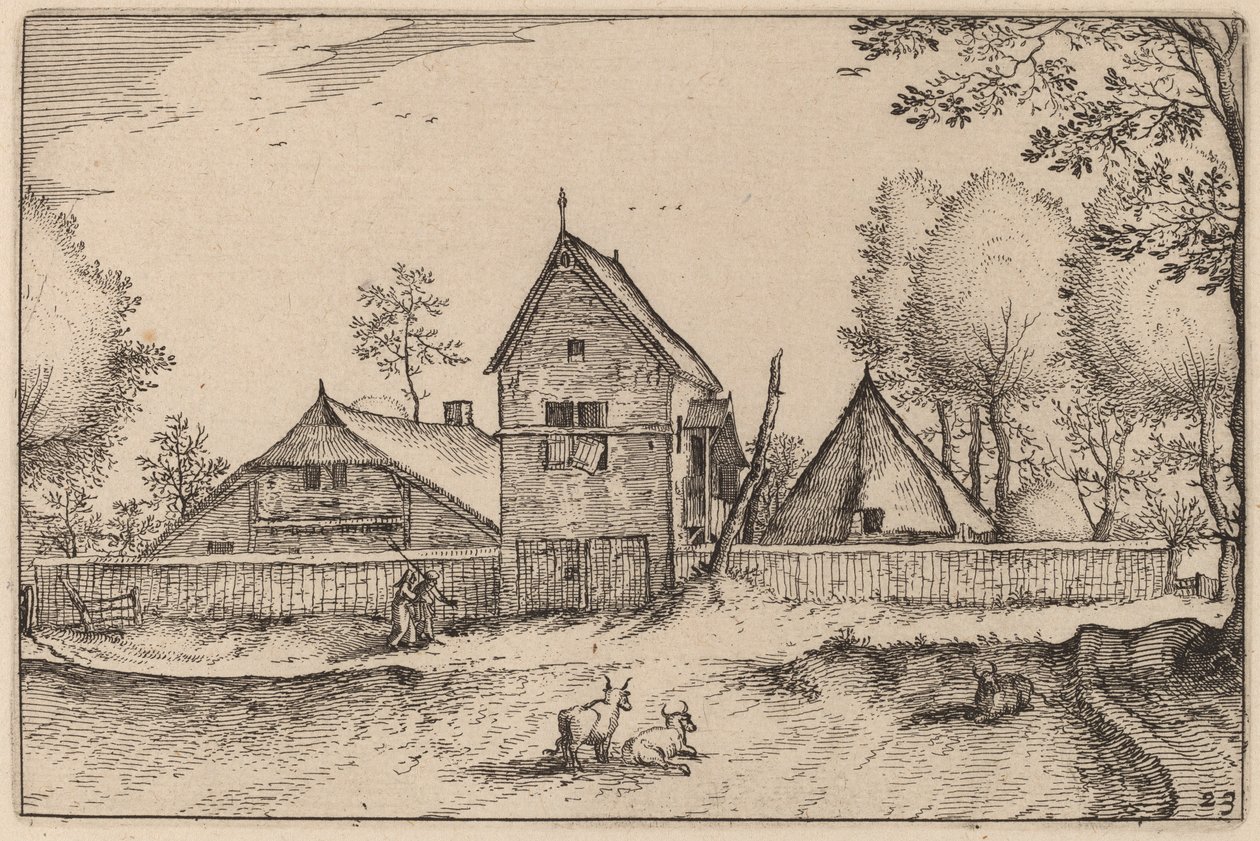 大型围墙农场 作者 Claes Jansz Visscher 仿照 Johannes van Doetechum，仿照卢卡斯的长老